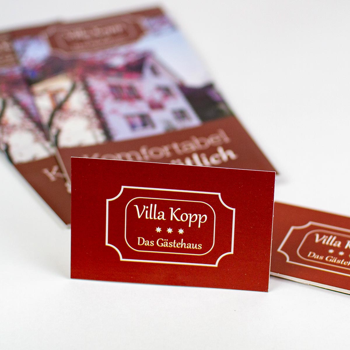 Flyer und Visitenkarten für die Villa Kopp