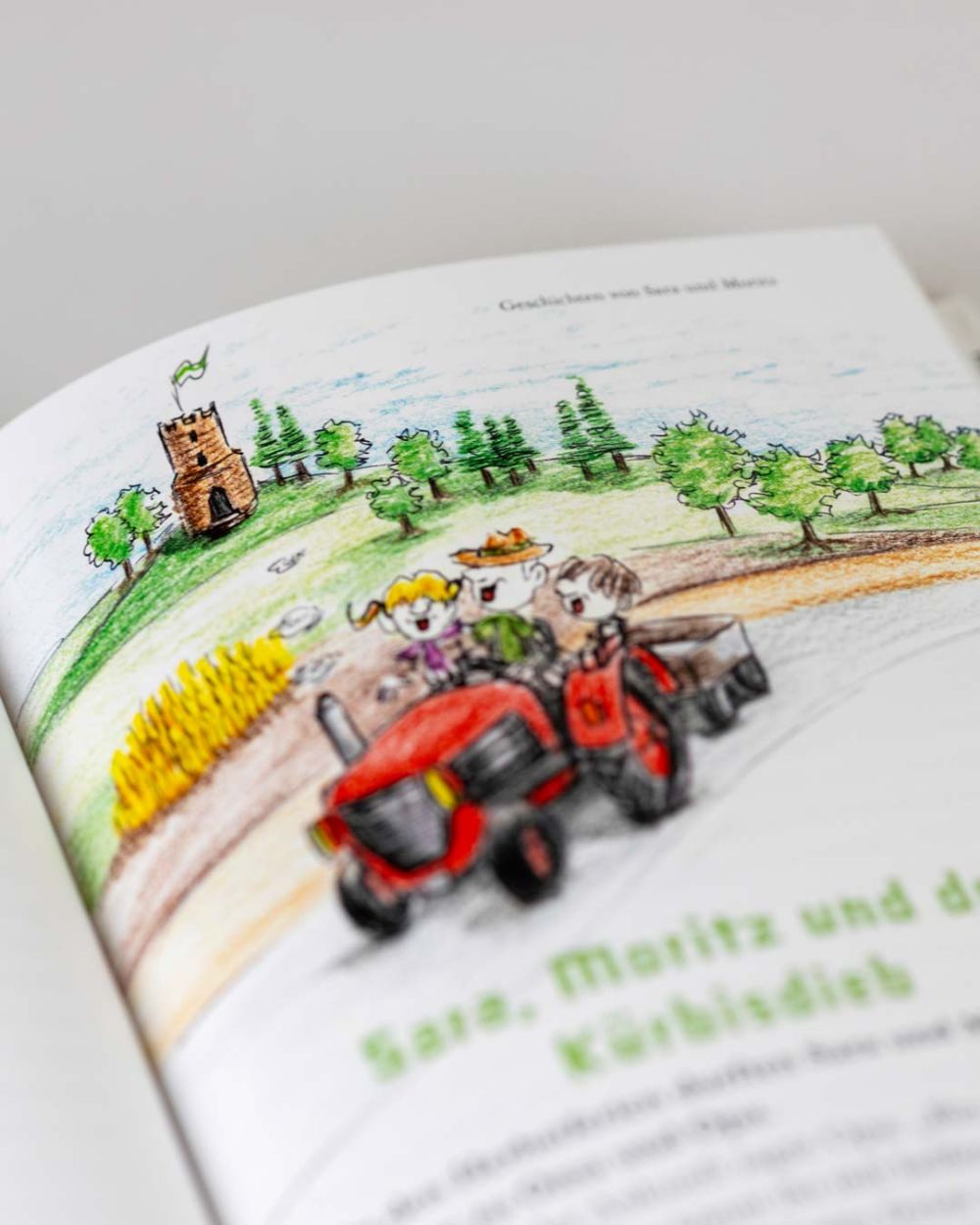 Verschiedene Geschichten von Sara und Moritz im Buch