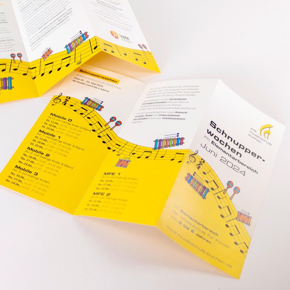 Flyer aufgeklappt, Draufsicht