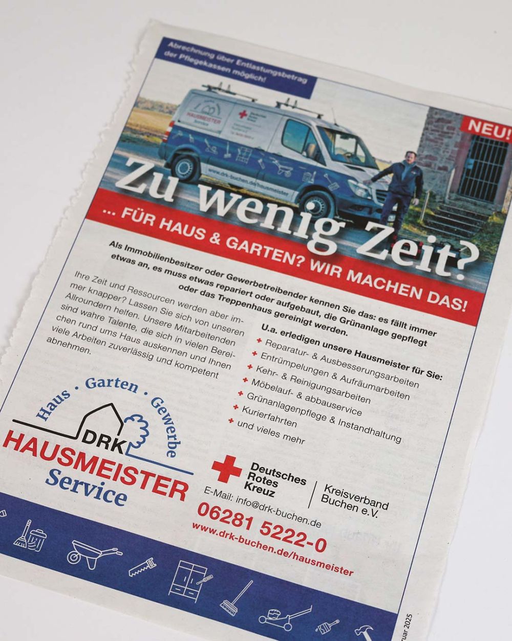Zeitungsanzeige DRK Hausmeisterservice
