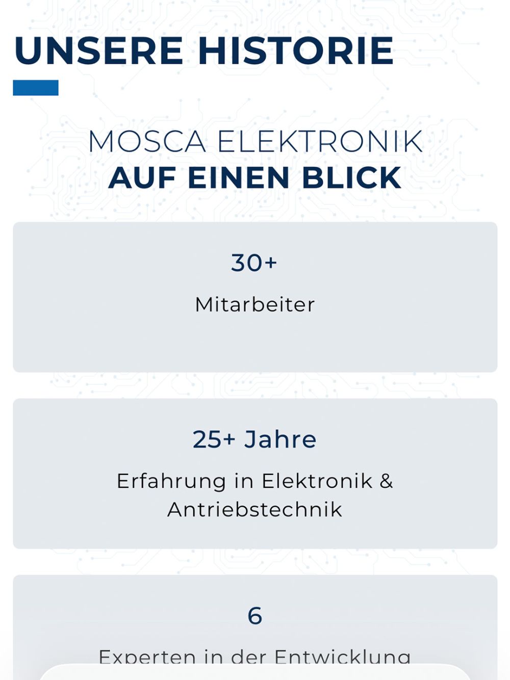 Screenshot MOSCA ELEKTRONIK Webseite

