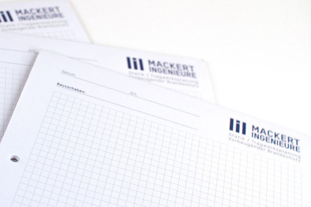 Für Mackert Inegnieure: Schreibblöcke im Corporate Design