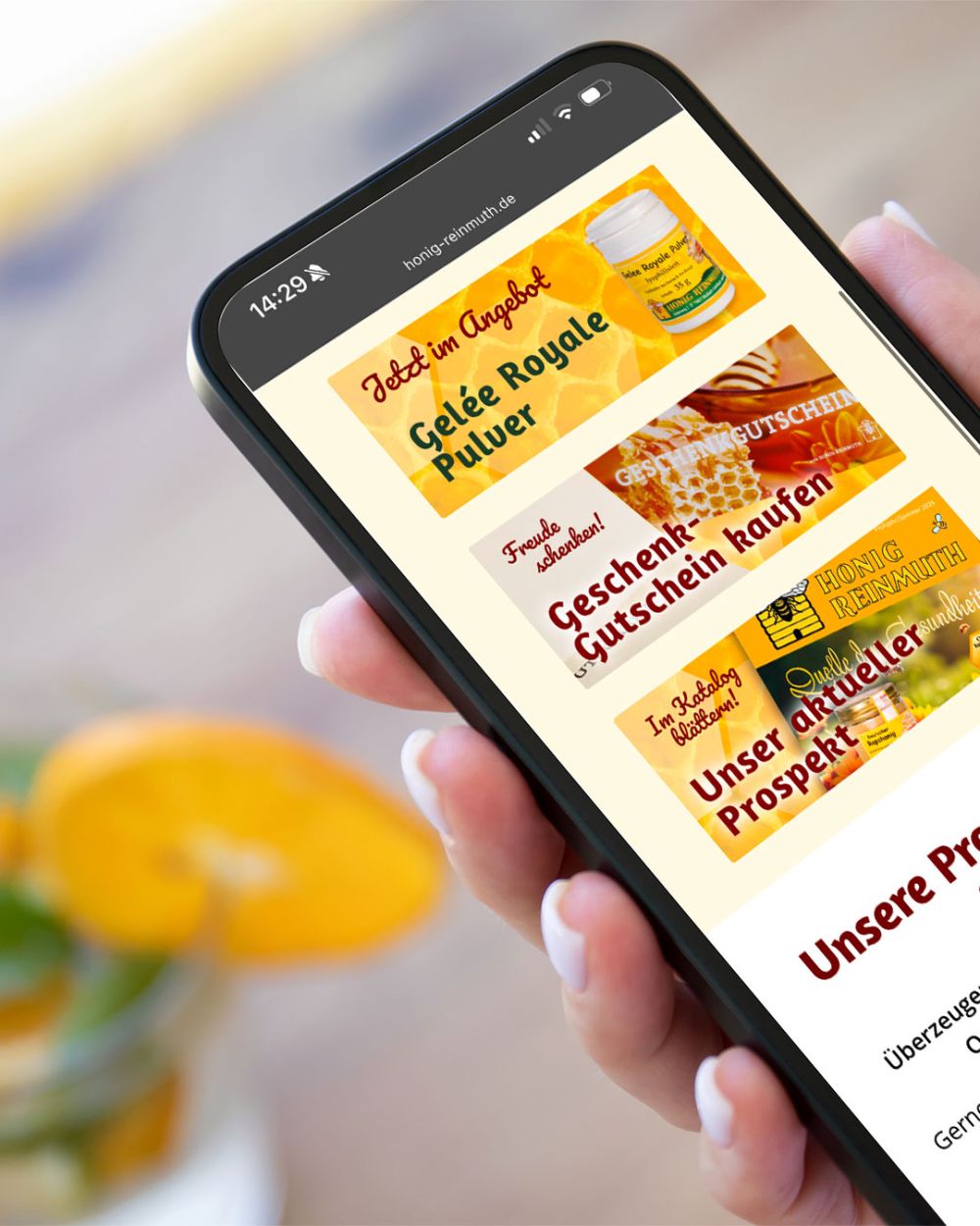 Honig Reinmuth Shop auf dem Handy