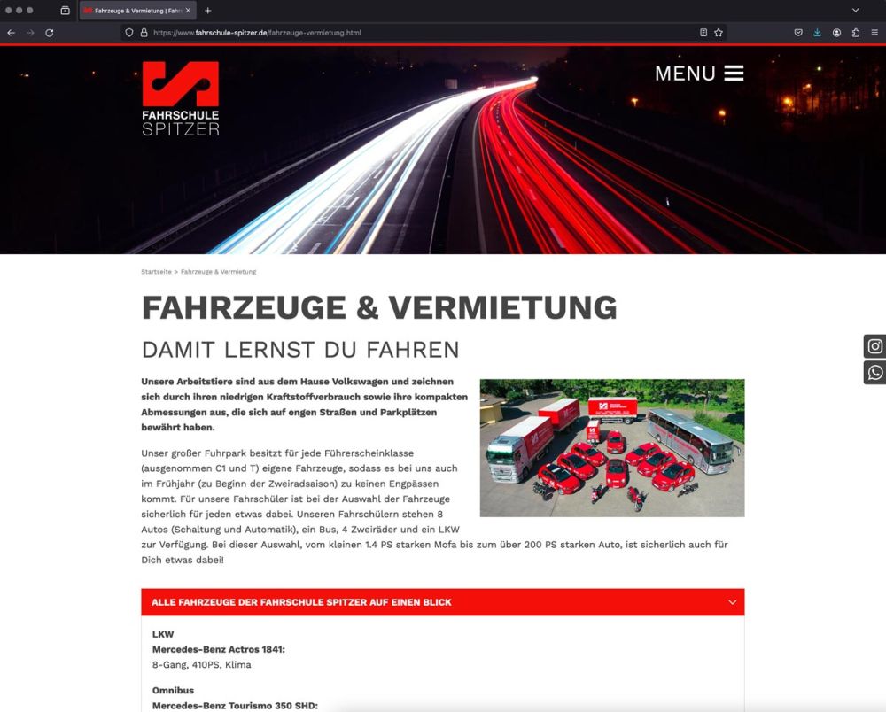Screenshot Fahrzeuge & Vermietung