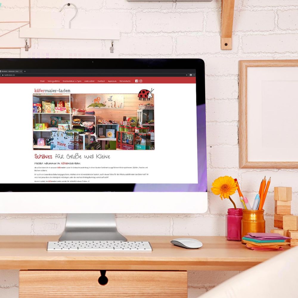 Käfermaier Webseite auf einem iMac