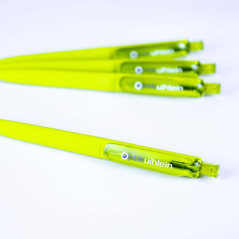 Grüne Kugelschreiber für Optik Uihlein