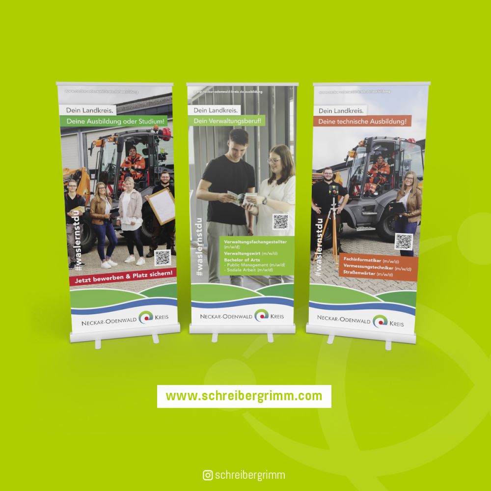 Roll-Ups für die verschiedenen Ausbildungsberufe